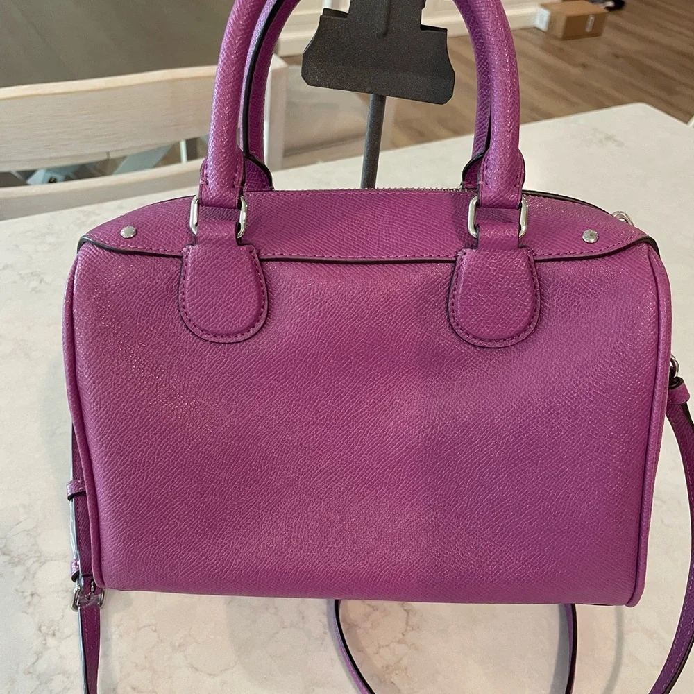 Coach Purple Mini Bennett Satchel with Textured Leather Finish New With COA - Picture 2 of 10